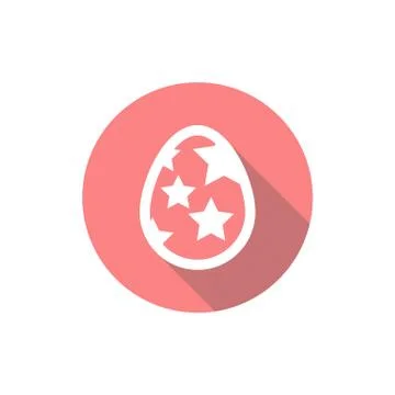 Easter egg icon in a flat design with long shadow isolated Stock Illustration