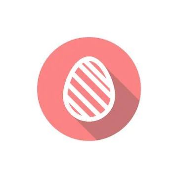Easter egg icon in a flat design with long shadow isolated Stock Illustration
