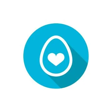 Easter egg icon in a flat design with long shadow isolated Stock Illustration