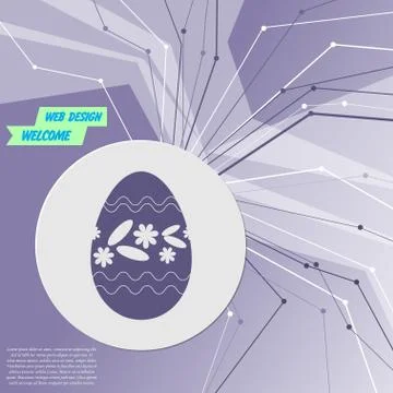 Easter egg icon on purple abstract modern background. The lines in all direct Stock Illustration