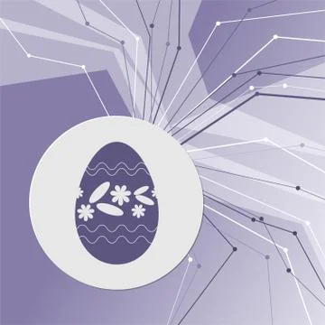 Easter egg icon on purple abstract modern background. The lines in all direct Stock Illustration