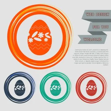 Easter egg icon on the red, blue, green, orange buttons for your website and  Illustrazione stock