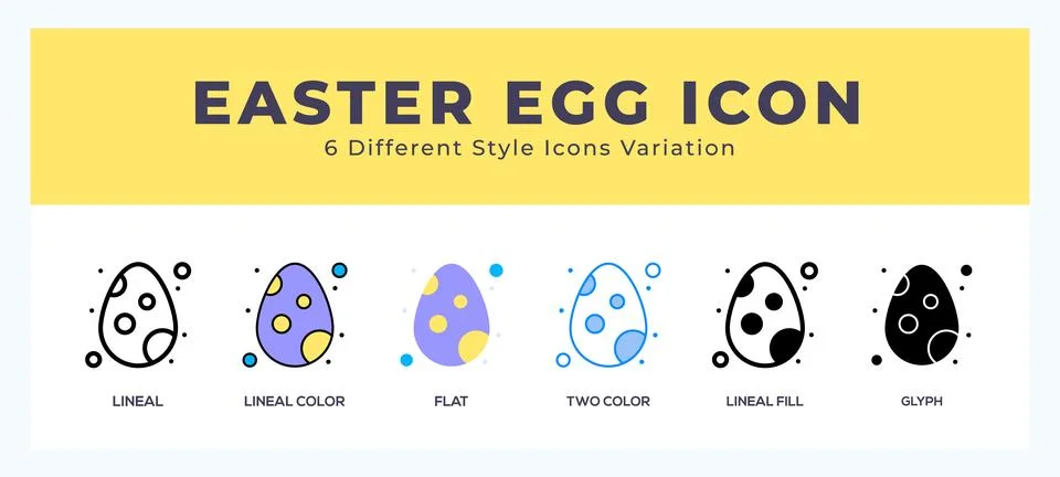 Easter egg icon symbol set. outline. glyph black. flat color and filled lin.. Illustrazione stock