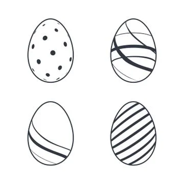 Easter egg icons. Black eggs set, isolated white background. Simple design, d Stock Illustration
