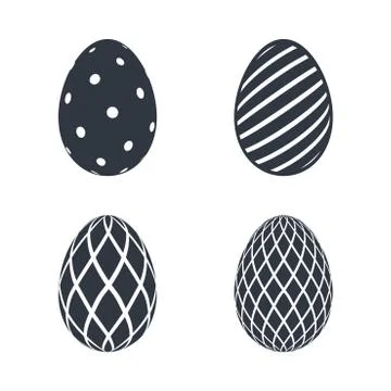 Easter egg icons. Black eggs set, isolated white background. Simple design, d Stock Illustration