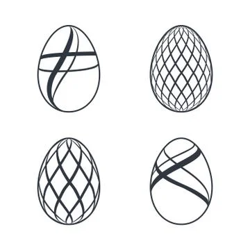 Easter egg icons. Black eggs set, isolated white background. Simple design, d 库存插图