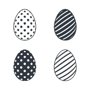 Easter egg icons. Black eggs set, isolated white background. Simple design, d Stock Illustration