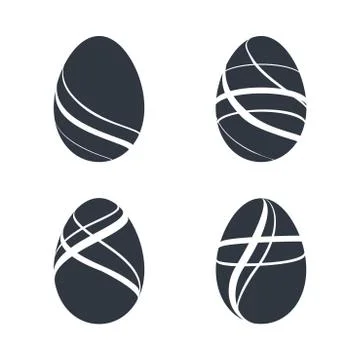 Easter egg icons. Black eggs set, isolated white background. Simple design, d Stock Illustration