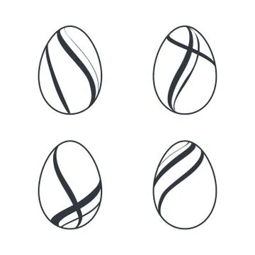 Easter egg icons. Black eggs set, isolated white background. Simple design, d Stock Illustration