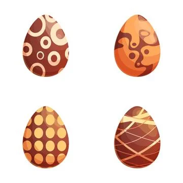 Easter egg icons set cartoon vector. Various decorated chocolate egg Stock Illustration