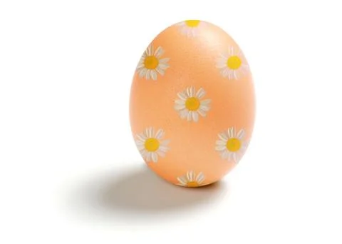 Easter egg with image of chamomile flowers isolated on white background Stock Photos