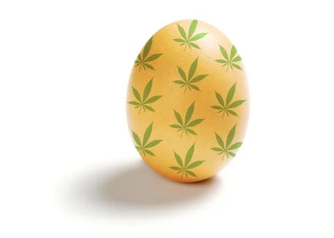 Easter egg with the image of hemp leaves isolated on a white background 2 Stock Photos