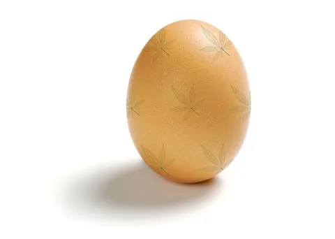Easter egg with the image of hemp leaves isolated on a white background 3 Stock Photos