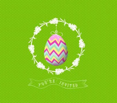 Easter egg invited greeting card Illustrazione stock