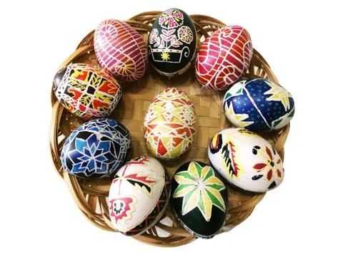 Easter egg isolated on a white background. Clipping path included multi-color Foto stock