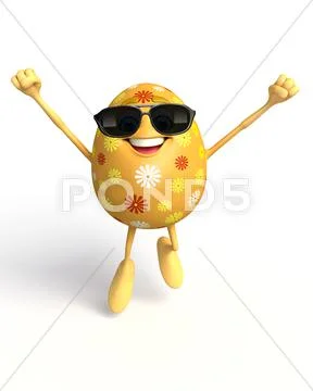 Easter egg is jumping Stock Illustration