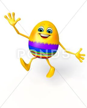 Easter egg is jumping Stock Illustration