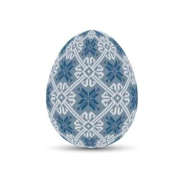 Easter egg with a knitted Scandinavian pattern. Knitted easter egg 库存插图