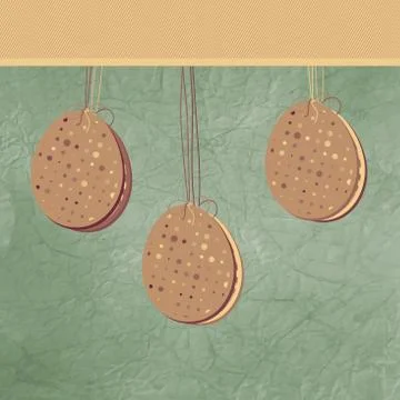 Easter egg label on a green polka dot. EPS 8 Stock Illustration