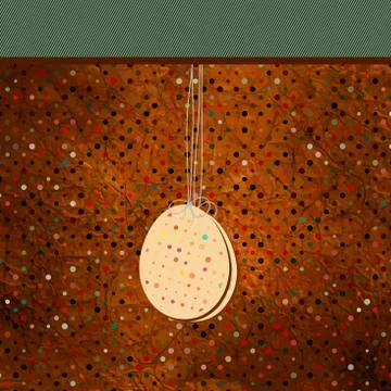 Easter egg label on a green polka dot. EPS 8 Stock Illustration