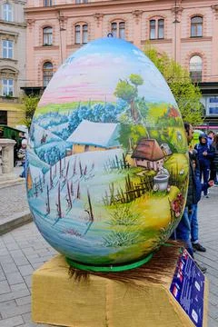Easter egg, large on the square in Brno to celebrate Easter 写真素材