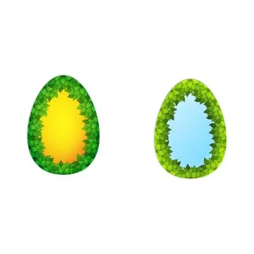Easter egg with leaves Stock Illustration