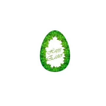 Easter egg leaves text Stock Illustration
