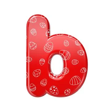Easter egg letter B - Lower-case 3d red and white celebration font - Suitable Stock Illustration