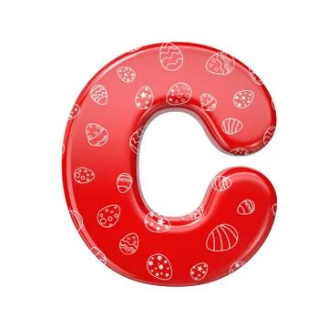 Easter egg letter C - Capital 3d red and white celebration font - suitable fo Stock Illustration