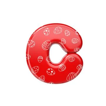 Easter egg letter C - Lowercase 3d red and white celebration font - Suitable  Stock Illustration