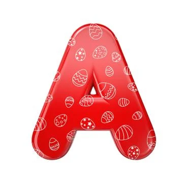 Easter egg letter A - Capital 3d red and white celebration font - suitable fo Stock Illustration
