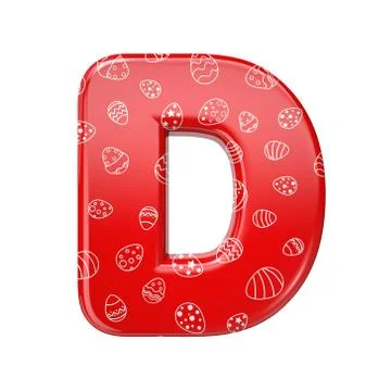 Easter egg letter D - Capital 3d red and white celebration font - suitable fo Stock Illustration