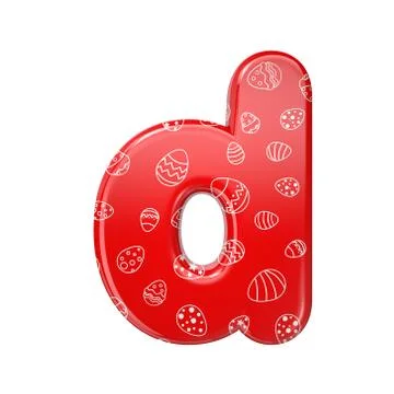 Easter egg letter D - Lowercase 3d red and white celebration font - Suitable  Stock Illustration