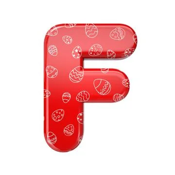 Easter egg letter F - Upper-case 3d red and white celebration font - suitable Illustrazione stock