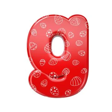 Easter egg letter G - Small 3d red and white celebration font - Suitable for  Stock Illustration