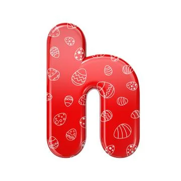 Easter egg letter H - Lower-case 3d red and white celebration font - Suitable Stock Illustration