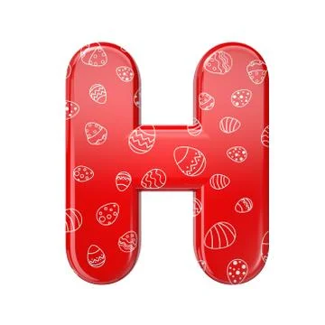 Easter egg letter H - Upper-case 3d red and white celebration font - suitable Stock Illustration