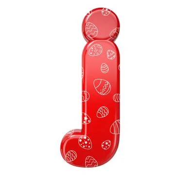 Easter egg letter J - Lowercase 3d red and white celebration font - Suitable  Stock Illustration