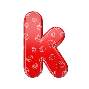 Easter egg letter K - Small 3d red and white celebration font - Suitable for  Stock Illustration