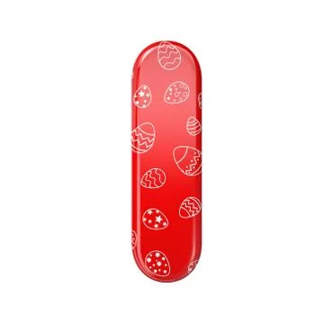 Easter egg letter L - Lowercase 3d red and white celebration font - Suitable  Stock Illustration