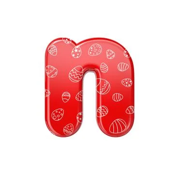 Easter egg letter N - Small 3d red and white celebration font - Suitable for  Stock Illustration