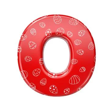 Easter egg letter O - Large 3d red and white celebration font - suitable for  Stock Illustration