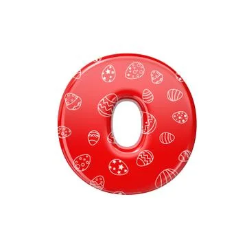 Easter egg letter O - Small 3d red and white celebration font - Suitable for  Stock Illustration
