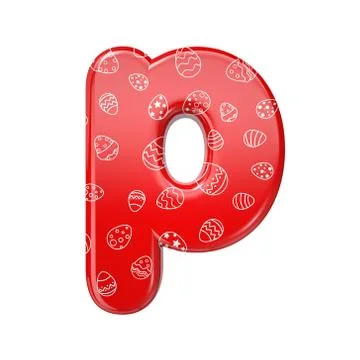 Easter egg letter P - Lowercase 3d red and white celebration font - Suitable  Stock Illustration