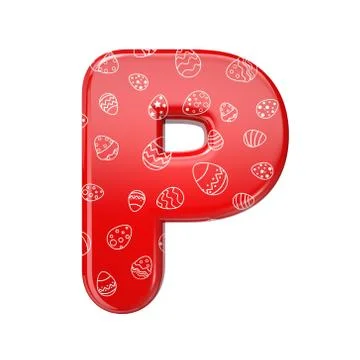 Easter egg letter P - Upper-case 3d red and white celebration font - suitable Stock Illustration