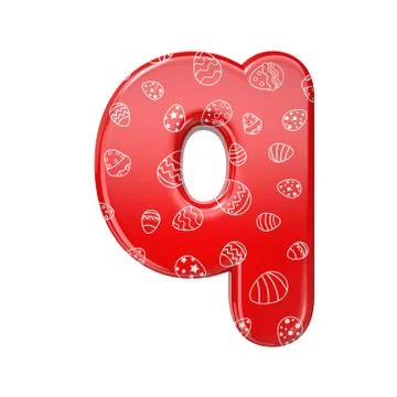 Easter egg letter Q - Lower-case 3d red and white celebration font - Suitable Stock Illustration