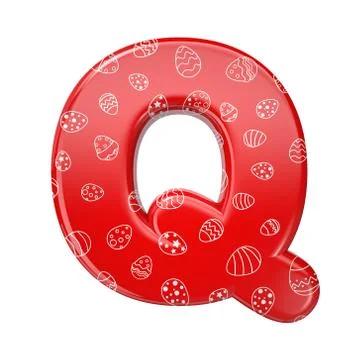 Easter egg letter Q - Upper-case 3d red and white celebration font - suitable Stock Illustration