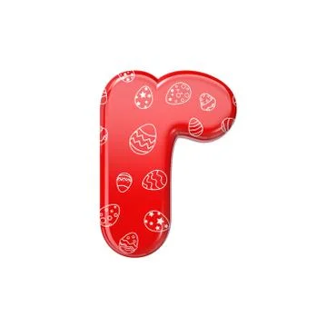 Easter egg letter R - Lower-case 3d red and white celebration font - Suitable Stock Illustration