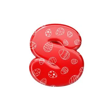 Easter egg letter S - Lowercase 3d red and white celebration font - Suitable  Stock Illustration