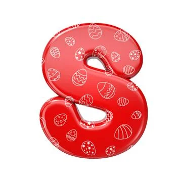Easter egg letter S - Uppercase 3d red and white celebration font - suitable  Stock Illustration